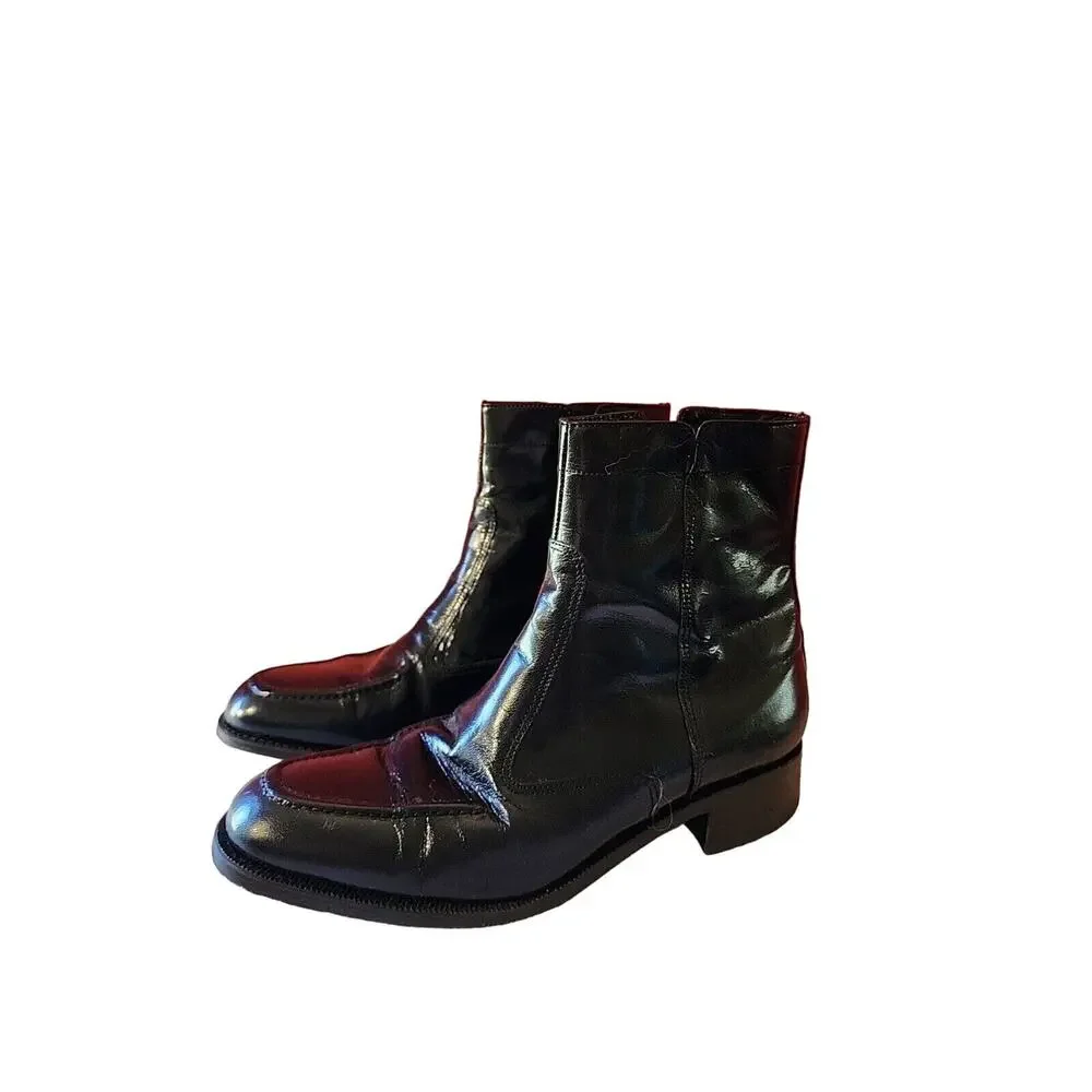 Florsheim Mens Boots Shoes Black Leather Side Zipper 17074-01 Sz 8.5 D